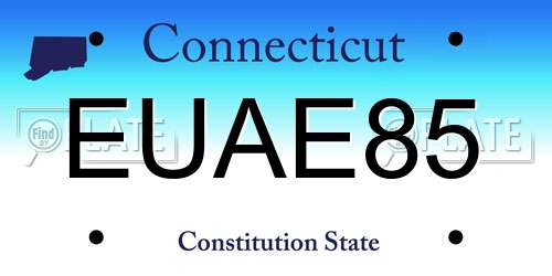 EUAE85 Connecticut License Plate