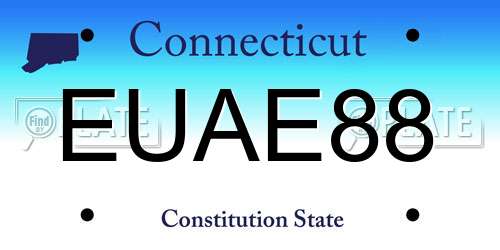 EUAE88 Connecticut License Plate