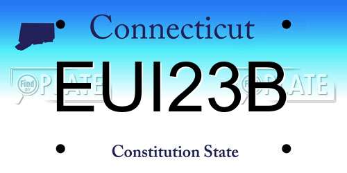 EUI23B Connecticut License Plate