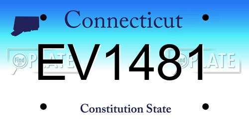 EV1481 Connecticut License Plate