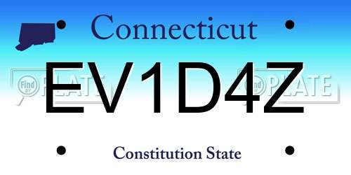 EV1D4Z Connecticut License Plate