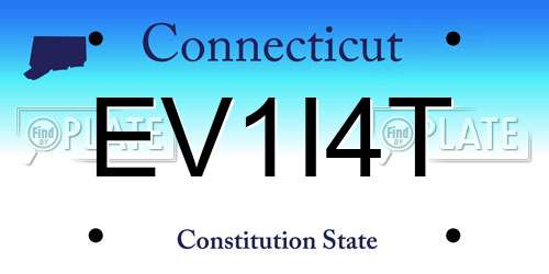 EV1I4T Connecticut License Plate