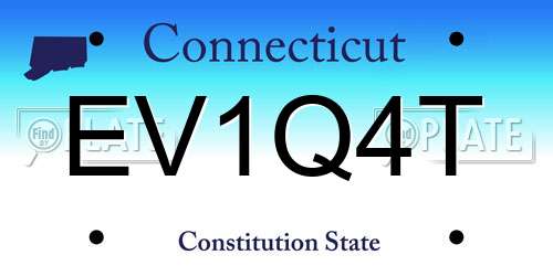 EV1Q4T Connecticut License Plate