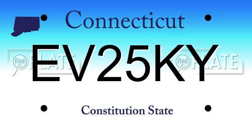 EV25KY Connecticut License Plate