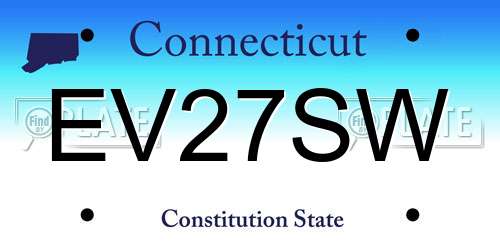 EV27SW Connecticut License Plate