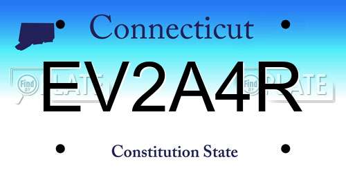 EV2A4R Connecticut License Plate