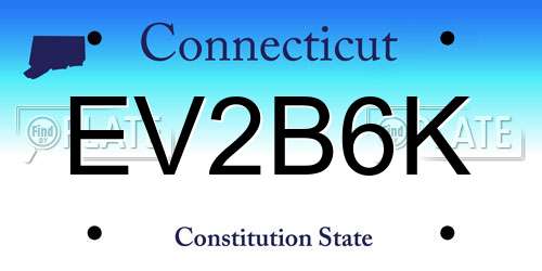 EV2B6K Connecticut License Plate