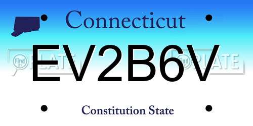 EV2B6V Connecticut License Plate