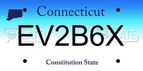 EV2B6X Connecticut License Plate