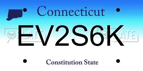 EV2S6K Connecticut License Plate