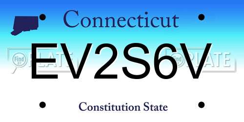 EV2S6V Connecticut License Plate