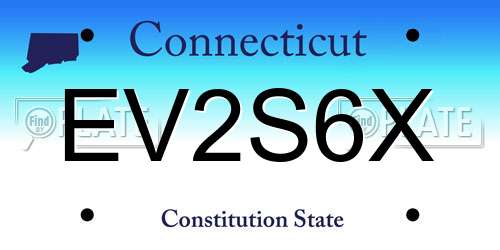 EV2S6X Connecticut License Plate