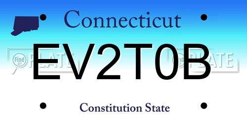 EV2T0B Connecticut License Plate