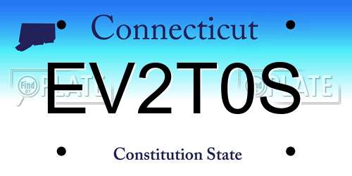 EV2T0S Connecticut License Plate