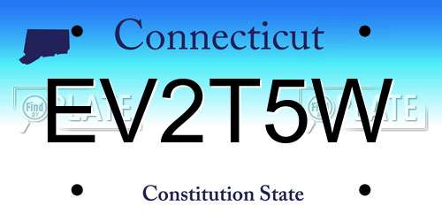 EV2T5W Connecticut License Plate