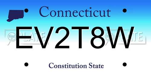 EV2T8W Connecticut License Plate