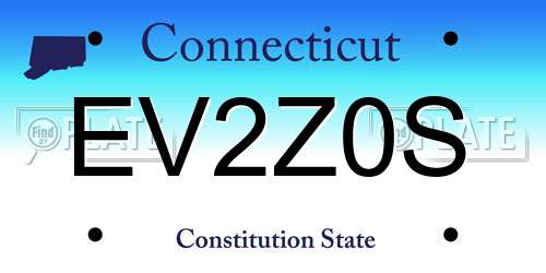 EV2Z0S Connecticut License Plate