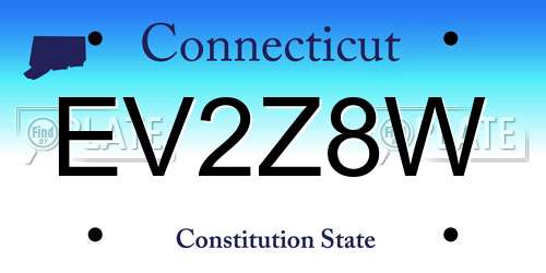 EV2Z8W Connecticut License Plate