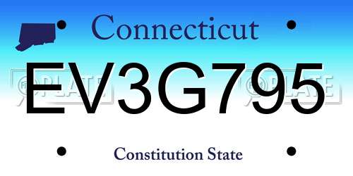 EV3G795 Connecticut License Plate