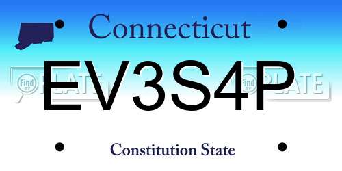 EV3S4P Connecticut License Plate