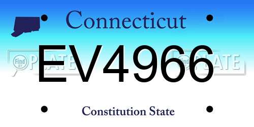 EV4966 Connecticut License Plate