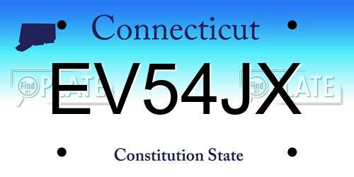 EV54JX Connecticut License Plate