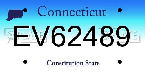 EV62489 Connecticut License Plate
