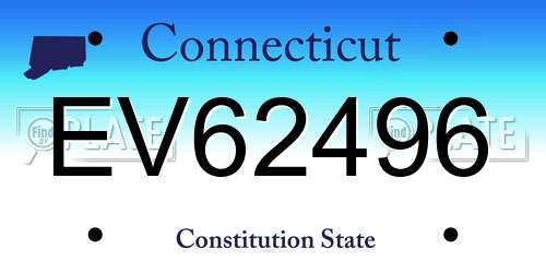 EV62496 Connecticut License Plate