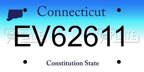 EV62611 Connecticut License Plate