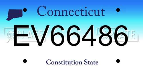 EV66486 Connecticut License Plate