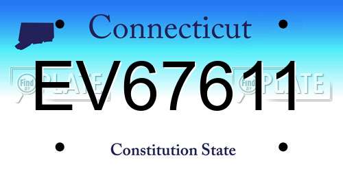 EV67611 Connecticut License Plate