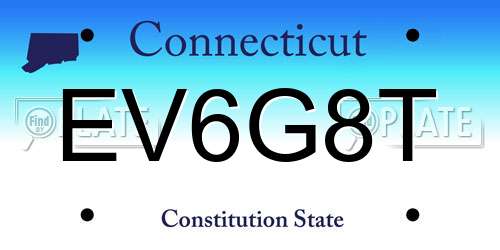 EV6G8T Connecticut License Plate
