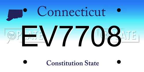 EV7708 Connecticut License Plate