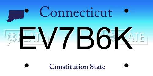 EV7B6K Connecticut License Plate