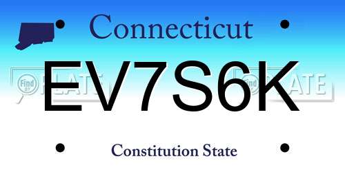 EV7S6K Connecticut License Plate