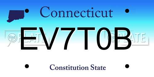 EV7T0B Connecticut License Plate