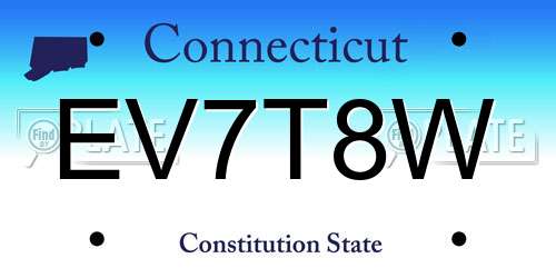 EV7T8W Connecticut License Plate