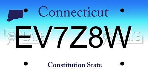 EV7Z8W Connecticut License Plate