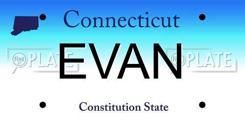 EVAN Connecticut License Plate