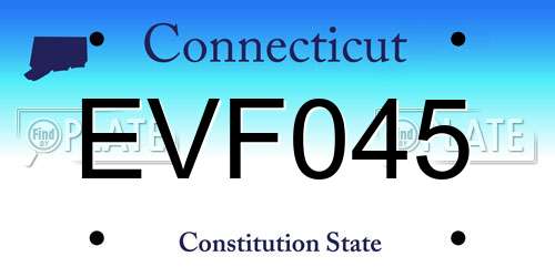 EVF045 Connecticut License Plate