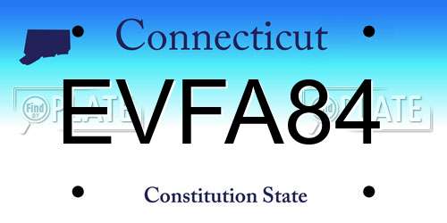 EVFA84 Connecticut License Plate