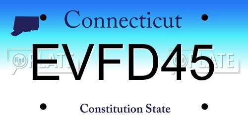 EVFD45 Connecticut License Plate