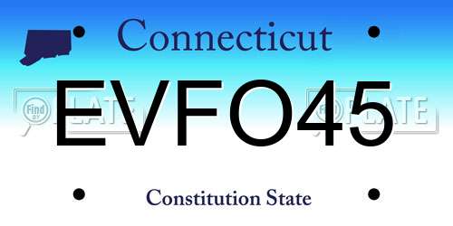 EVFO45 Connecticut License Plate