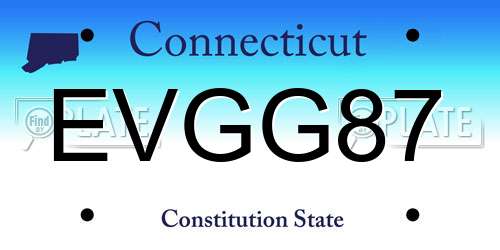 EVGG87 Connecticut License Plate