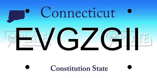EVGZGII Connecticut License Plate