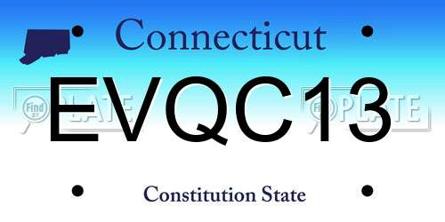 EVQC13 Connecticut License Plate