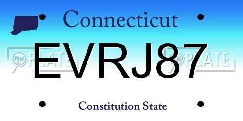 EVRJ87 Connecticut License Plate