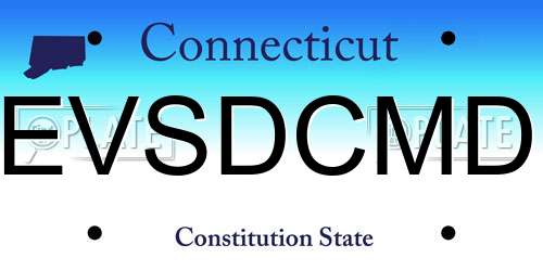 EVSDCMD Connecticut License Plate