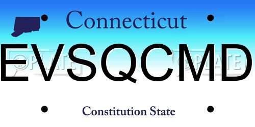 EVSQCMD Connecticut License Plate