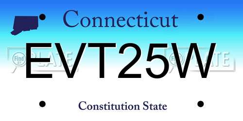 EVT25W Connecticut License Plate